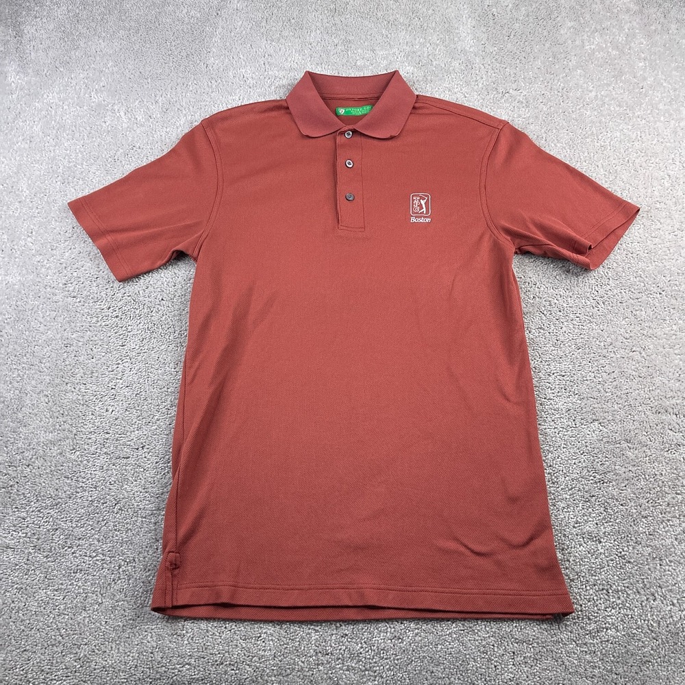 Oxford Golf Polo Shirt Mens‎ Small Orange TPC Boston Logo Performance Wicking